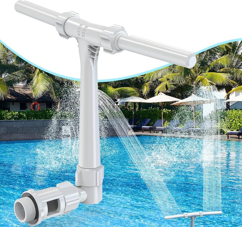 POOLHACKER [Patent Pending] 2025 Upgrade Pool Fountain - Dual Spray Water Fountains for Above Ground/Inground Pools, 2-in-1 Adjustable Waterfall Pool Sprinkler Fountain - Image 1